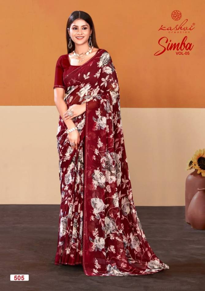 Simba Vol 05 By Kashvi Printed Georgette Sarees Wholesale Shop In Surat